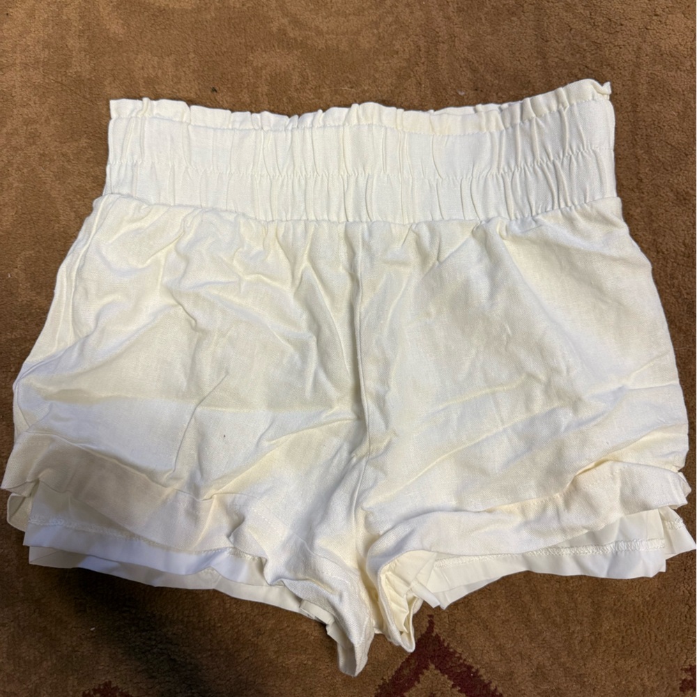 NWT Forever 21 White High Waist Ruffle Lounge Shorts